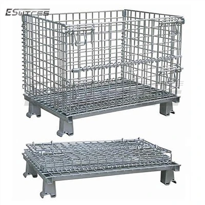 Cesta de malha de arame dobrável